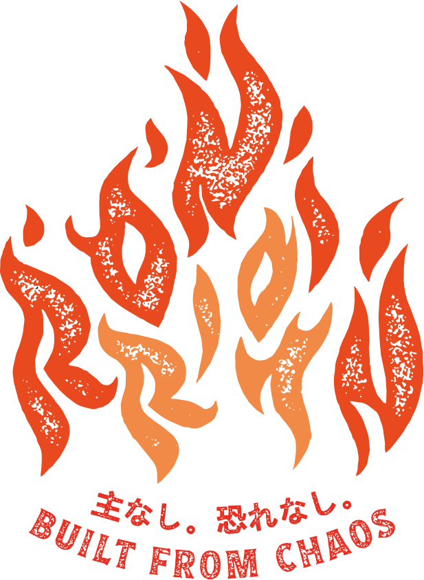 logotipo ronin riot decoración, impresión de lienzos, prints y camisetas de diseño independiente, estilo urban, rap, hip hop